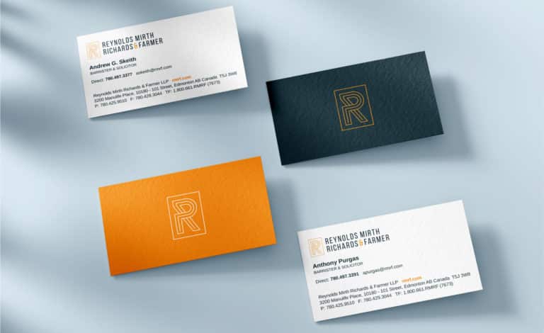 Reynolds Mirth law firm business cards