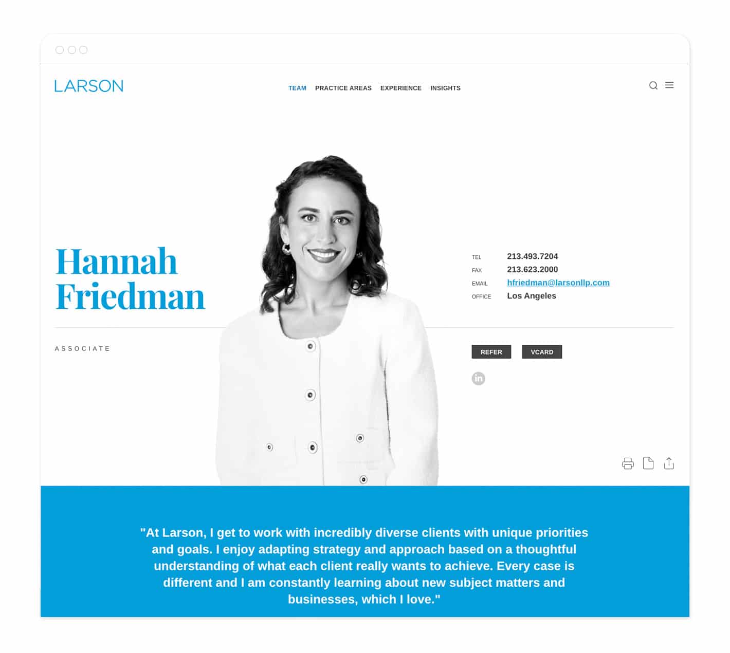 Larson LLP law firm website lawyer bio web page