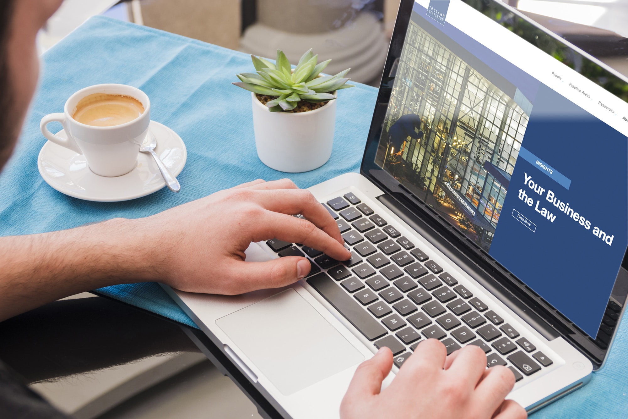 Ireland Stapleton law firm promotional home page shown on laptop