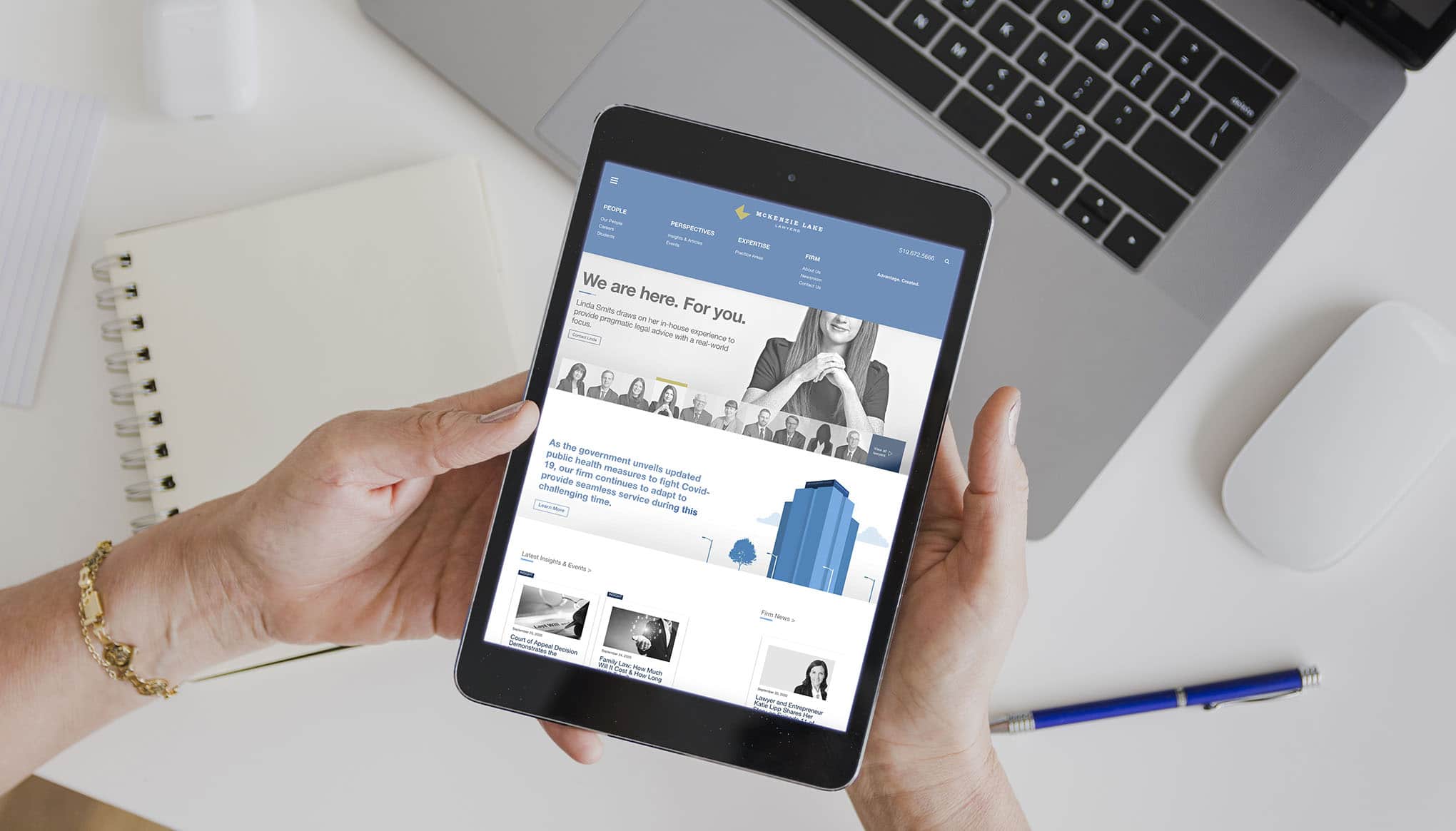 McKenzie Lake law firm shown on tablet