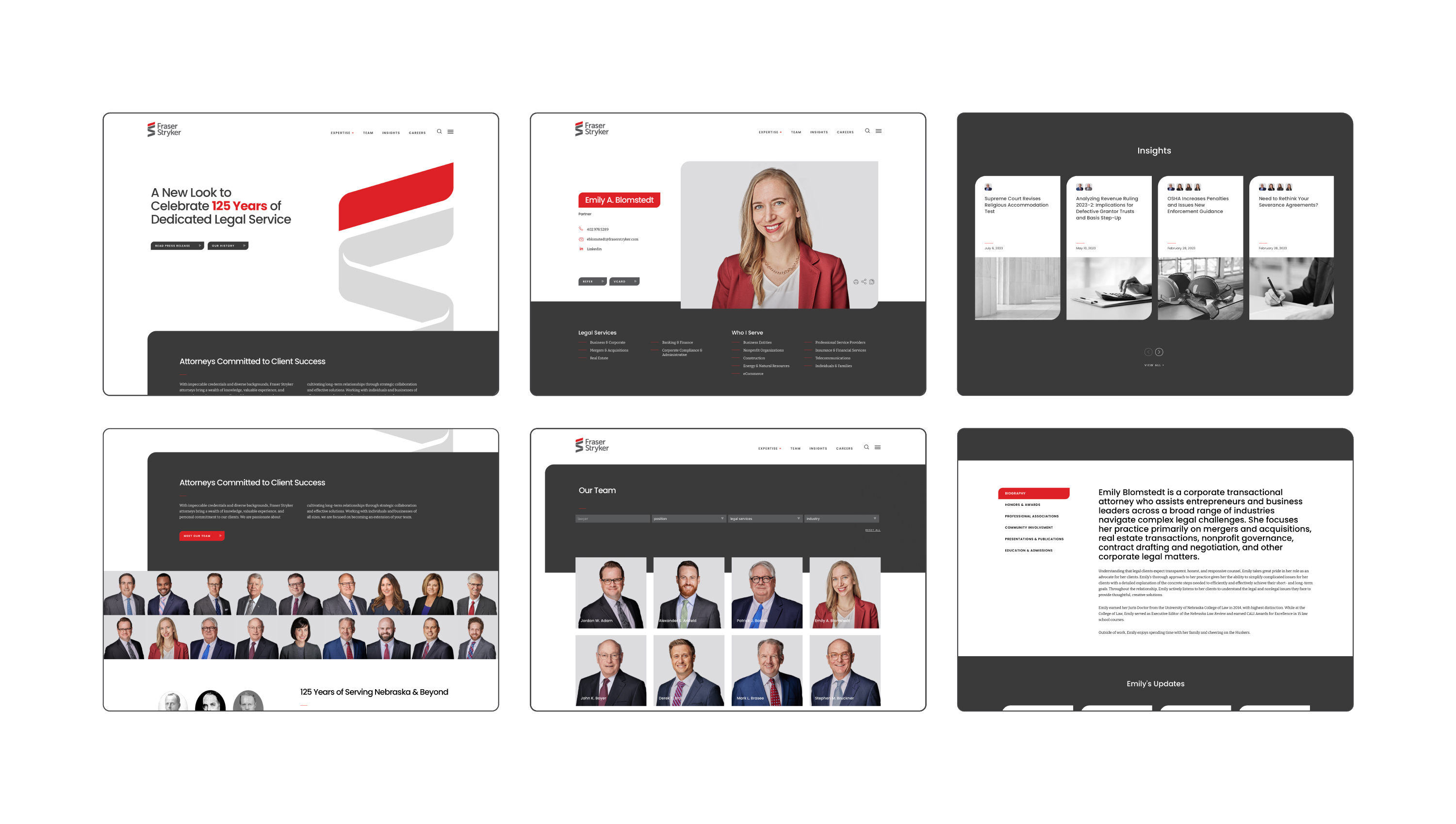 Fraser Stryker law firm website pages