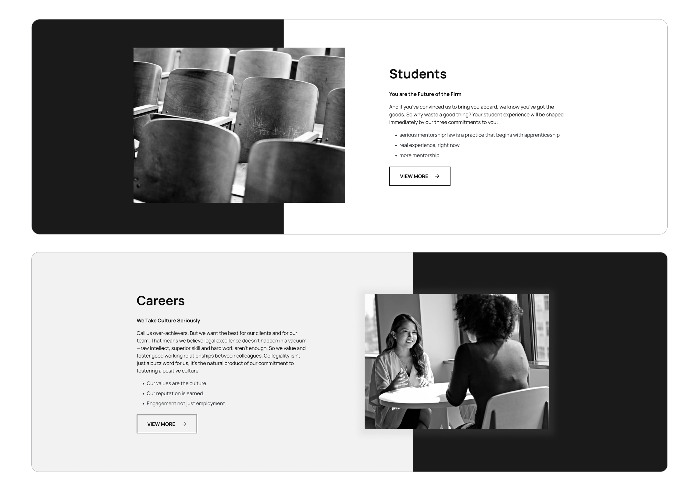 Students & Careers recruitment page of the new Rush Ihas website