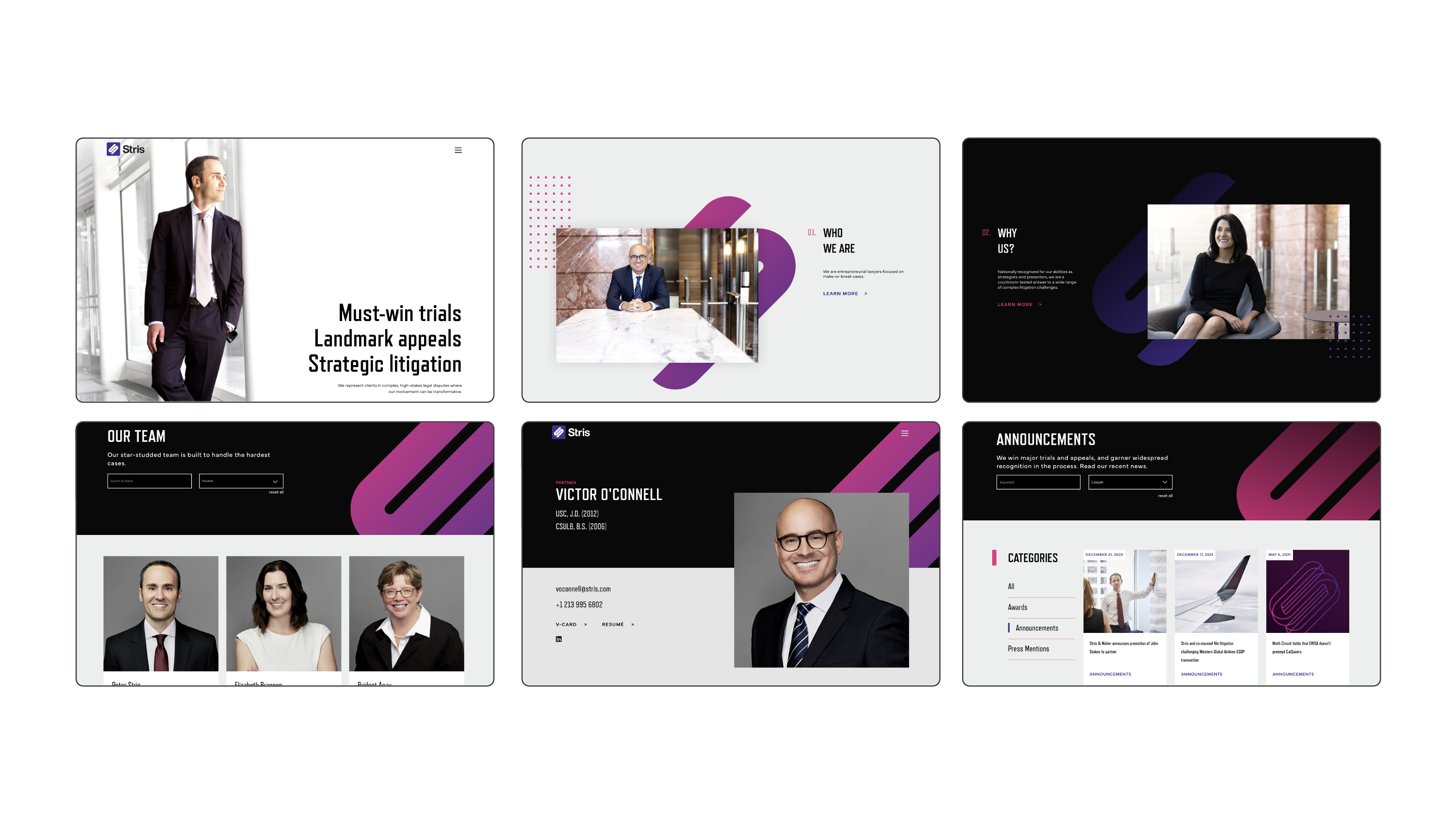 Stris law firm website pages