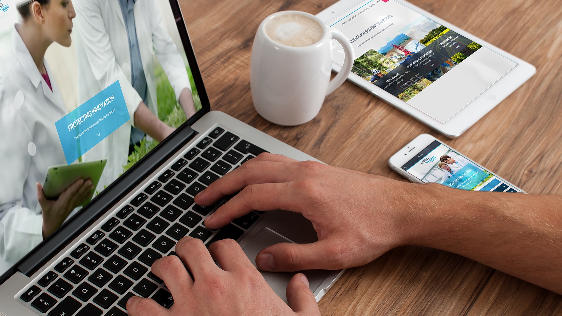 Oyen Wiggs law firm website shown on various screen sizes