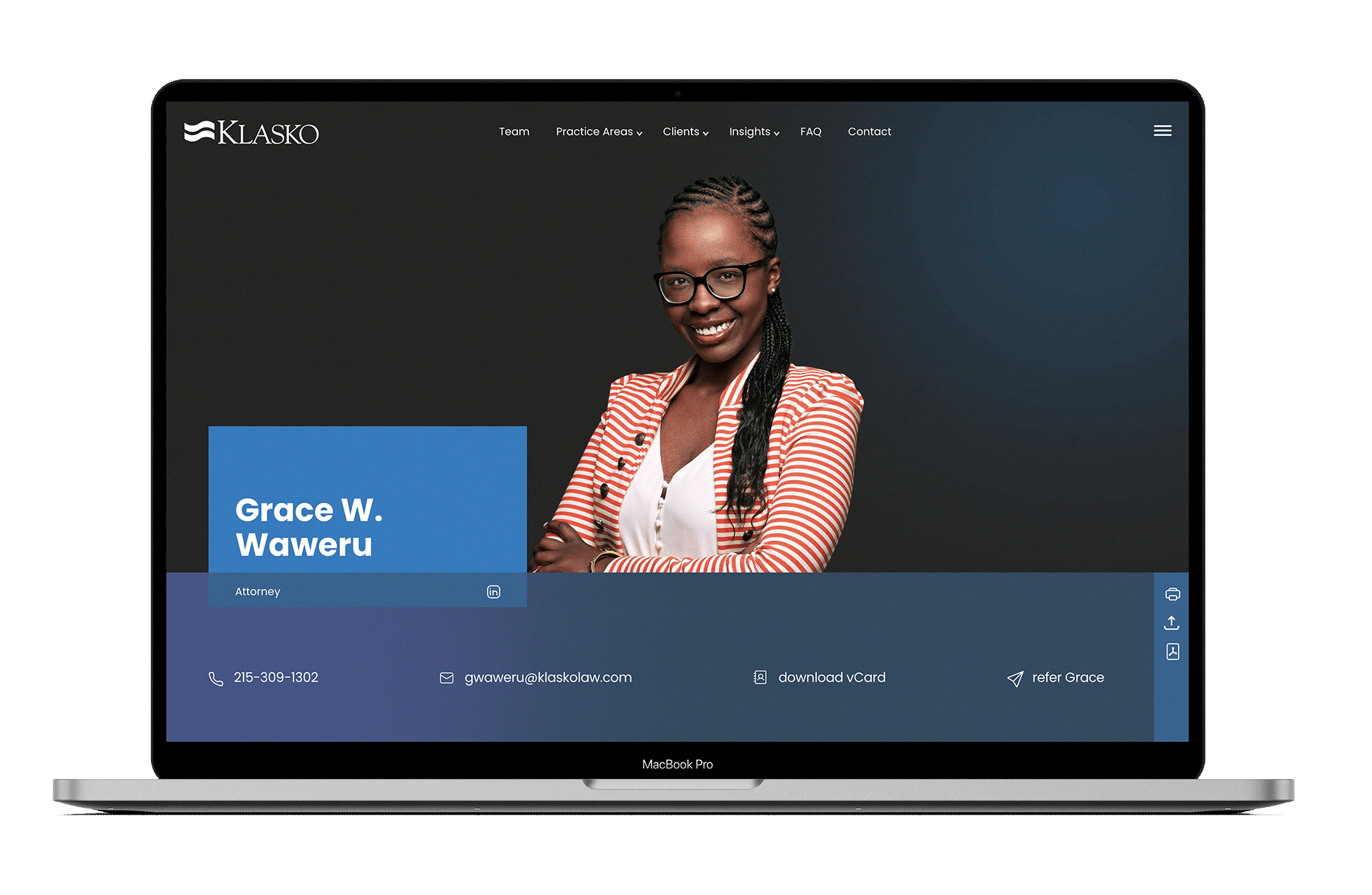 Klasko Law website lawyer bios