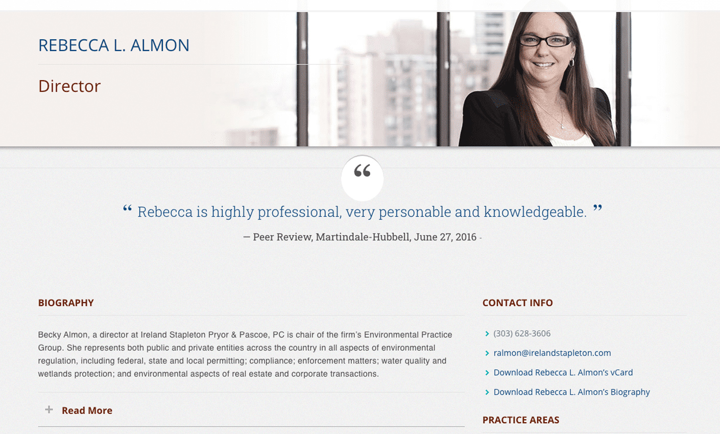 example of Ireland Stapleton site before website development for law firm