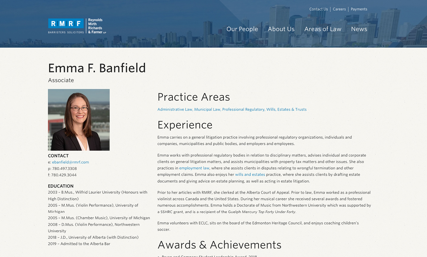example of Reynolds Mirth site before website development for law firm