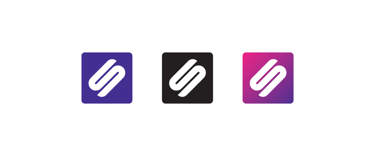 The new Stris law firm logo in three different colours: Purple, black, and a purple-magenta gradient