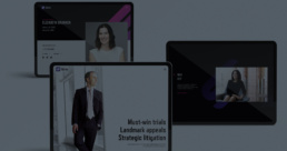 Responsive design pages from the new Stris law firm website, displayed on tablet screens